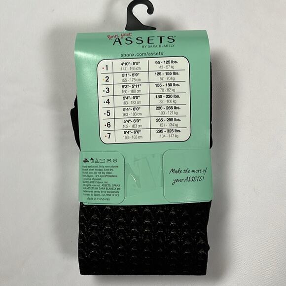 SPANX Assets Shaping Tights Textured Wish Bone Black Size 5 Flattens Smoothes - Picture 4 of 7